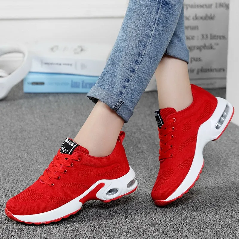 Fashion Lightweight Outdoor Sports Shoes Breathable Mesh Comfort Air Cushion Lace Up Running Shoes Sneakers