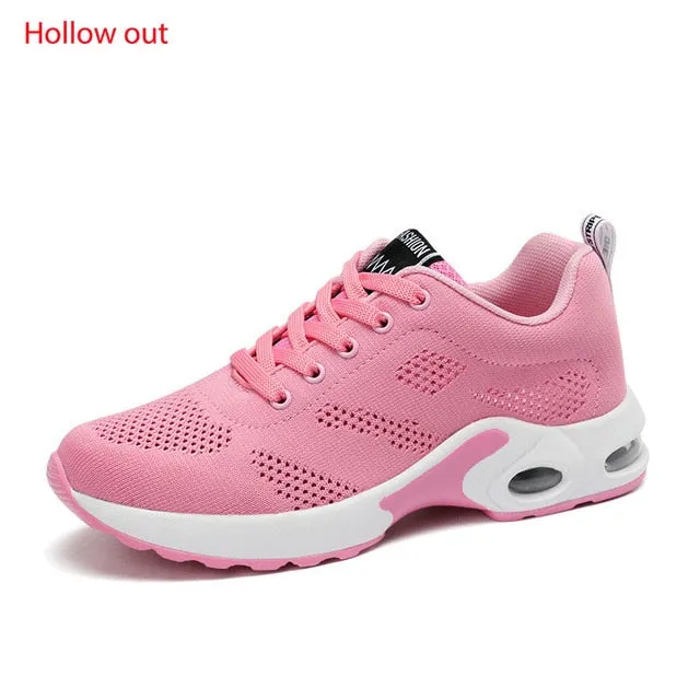 Fashion Lightweight Outdoor Sports Shoes Breathable Mesh Comfort Air Cushion Lace Up Running Shoes Sneakers