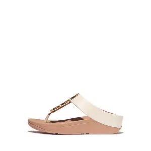 Fino Resin-Hoop Leather Toe-Post Sandals - Paris Beige