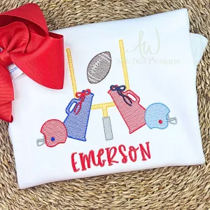 Football Game Day House Divided Cheerleader with bow sketch stitch