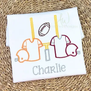 Football Game Day House Divided satin stitch outline