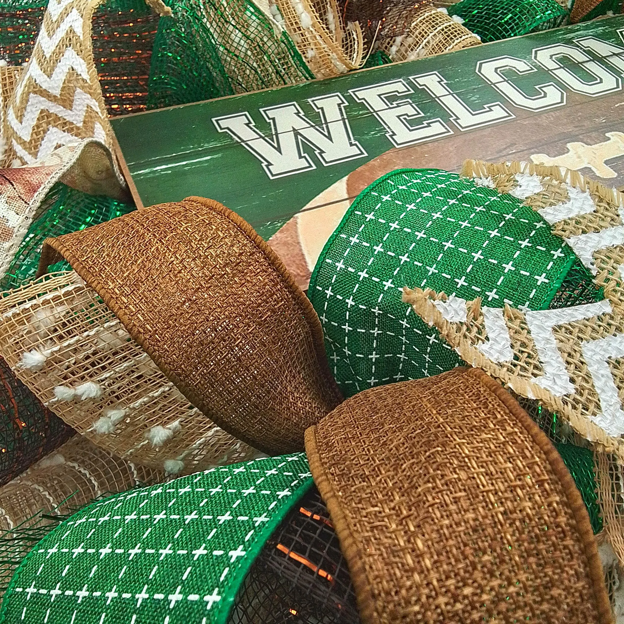 Football Wreath | Welcome Sports | Mesh Outdoor Front Door Wreath