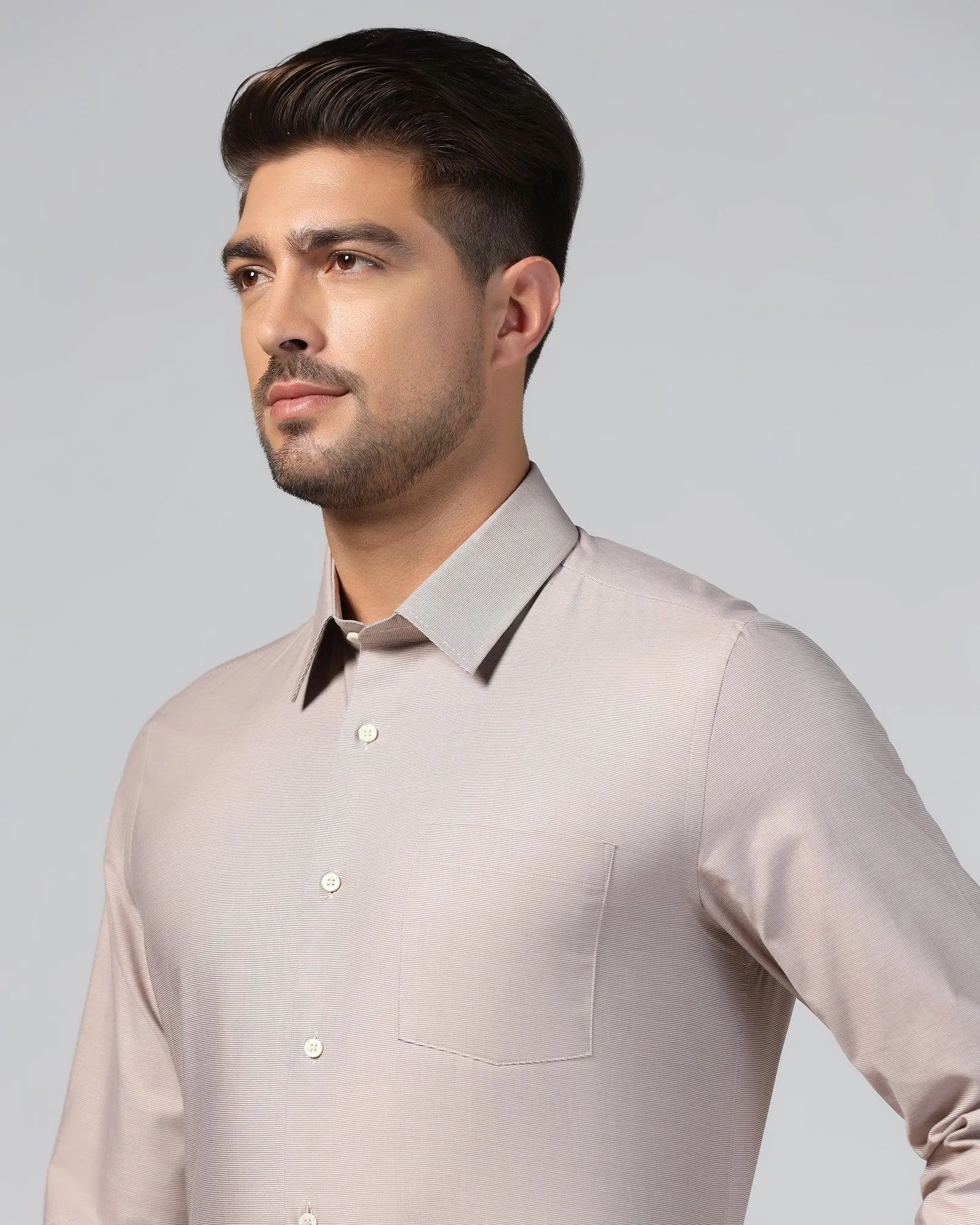 Formal Beige Textured Shirt - Robot