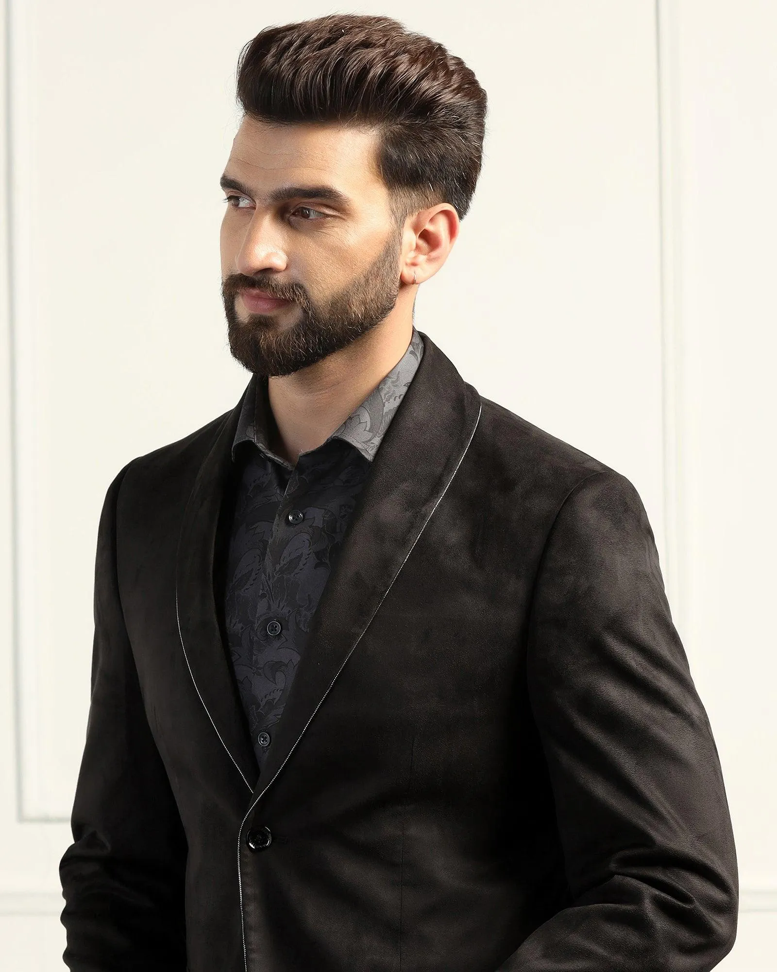 Formal Black Solid Blazer - Alcazar