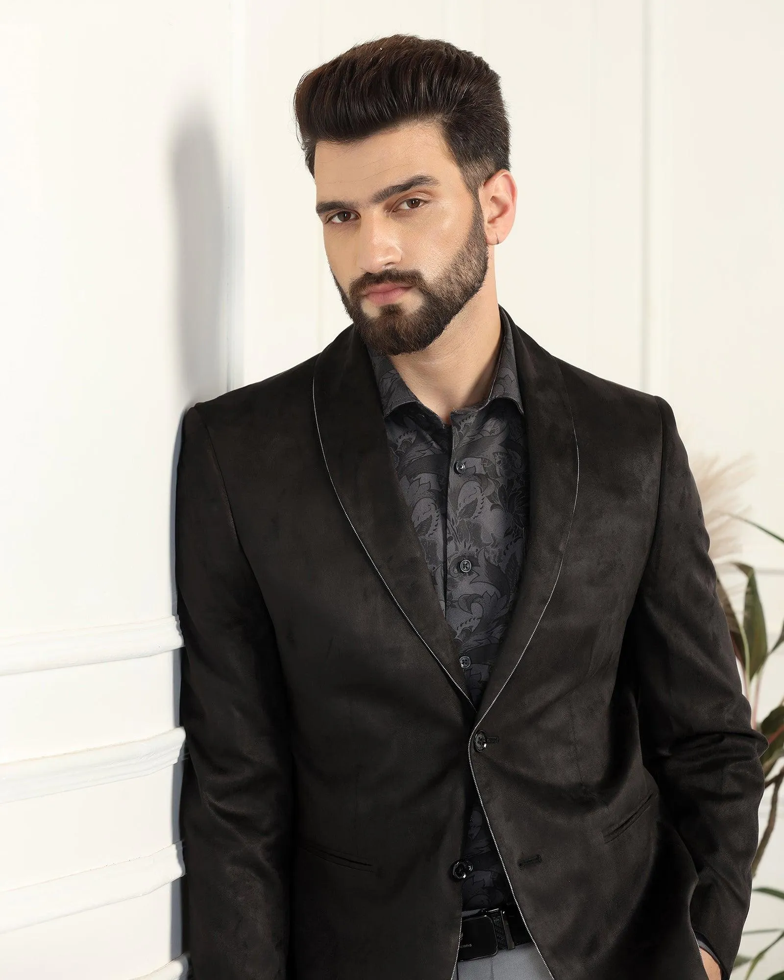 Formal Black Solid Blazer - Alcazar