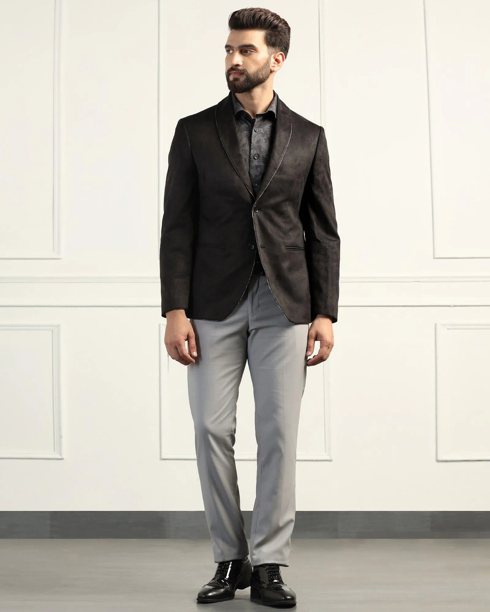 Formal Black Solid Blazer - Alcazar