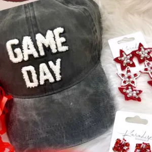 GAME DAY Sherpa Lettered Denim Vintage Cap