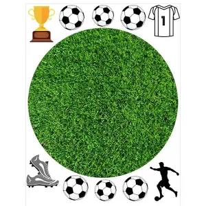 Grass Edible Cake Image with FREE Soccer Edible Icons