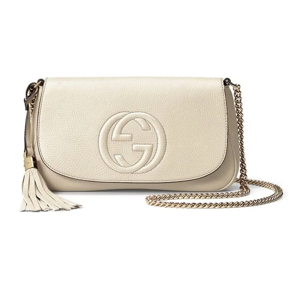 Gucci Soho White Leather Handbag Crossbody Italy Bag