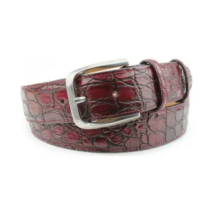 Hand painted Burgundy  Tone Genuine Crocodile Belt