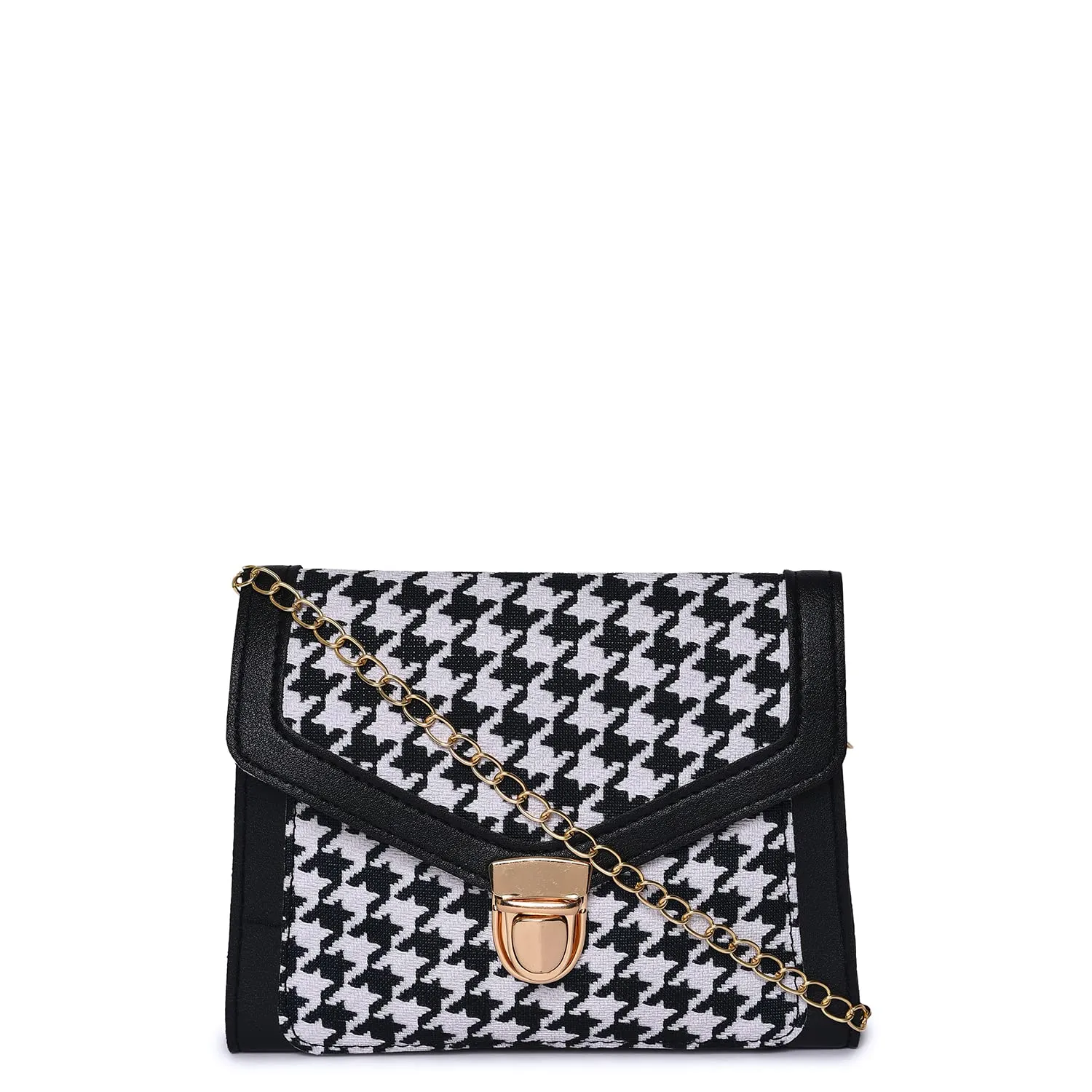 Haute Sauce Textured Push Lock Sling Bag with Chain Strap (AZ_HSSB1006)