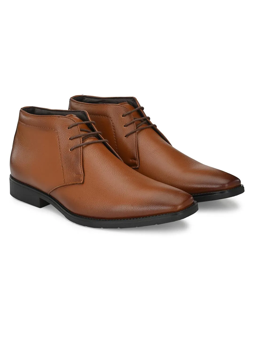 Hitz Men's Tan Synthetic Lace-up Formal Ankle Shoes