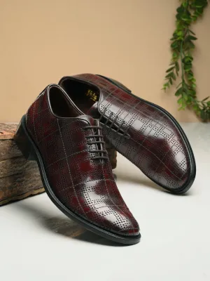 HITZ3119 Men's Cherry Leather Formal Lace Up Shoes