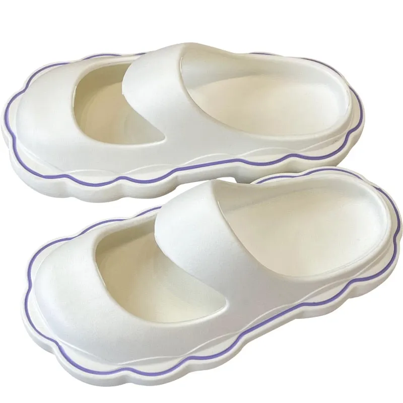 Hnzxzm 2022 Fashion Baotou Slippers Women's Summer Indoor Home Thick Cloud Non-slip Bow Sandals Girls Outside Flat Shoes