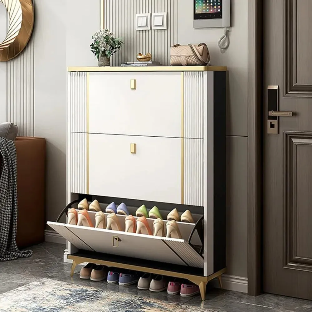 Home Essentials Elegant Shoe Cabinet With 3 Flip Drawers