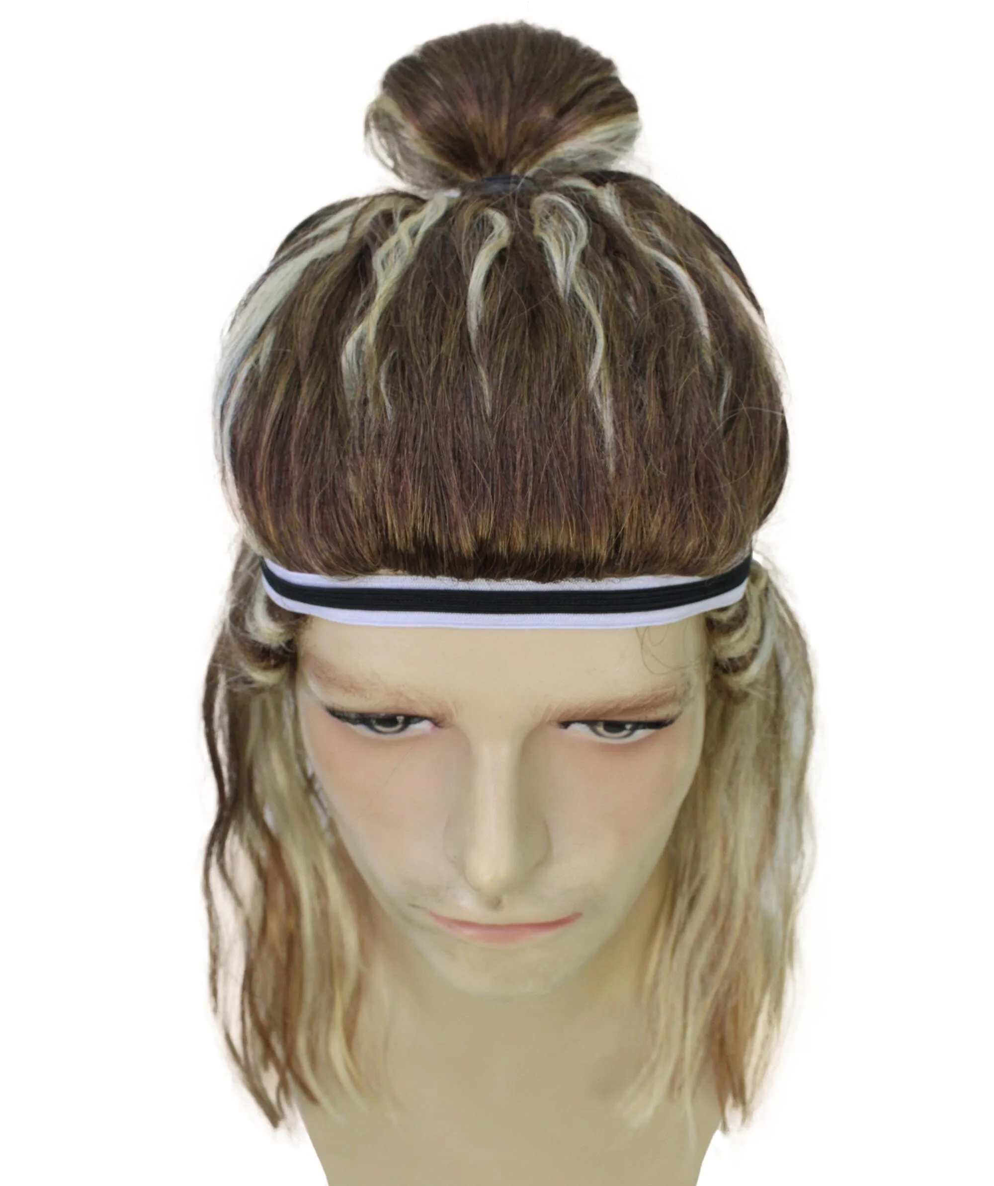 HPO Adult Men’s English Soccer Player Samurai Bun Style Blonde Wig| Capless Cap Design| Flame-retardant Synthetic Fiber