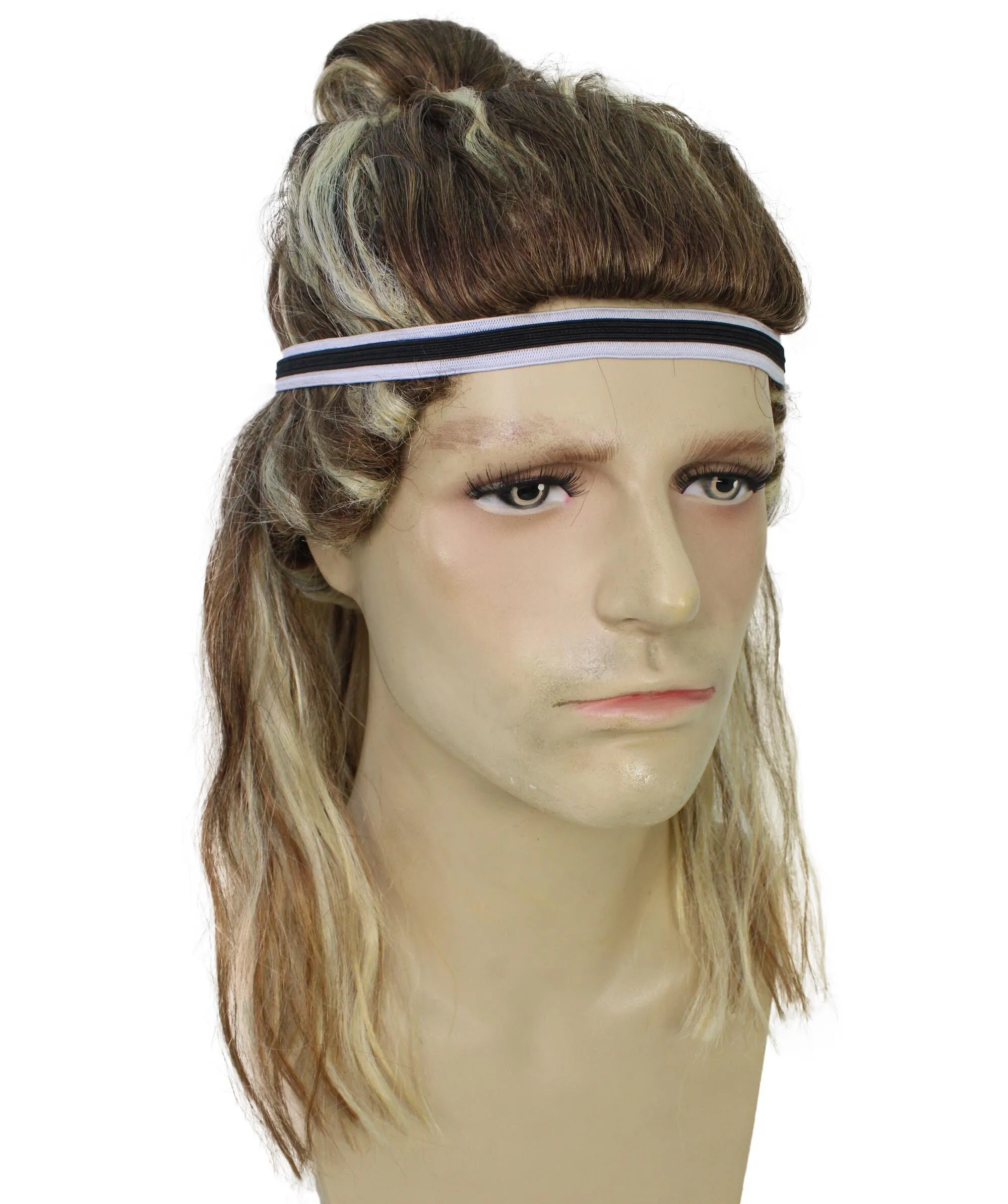 HPO Adult Men’s English Soccer Player Samurai Bun Style Blonde Wig| Capless Cap Design| Flame-retardant Synthetic Fiber