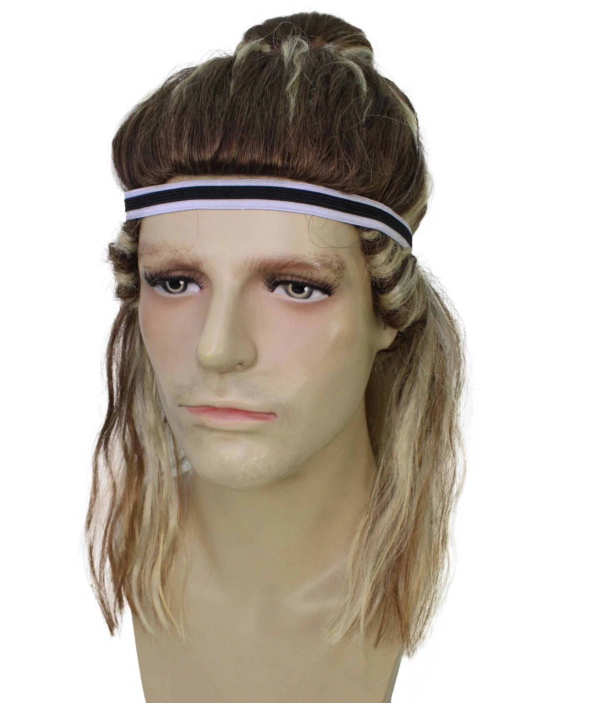 HPO Adult Men’s English Soccer Player Samurai Bun Style Blonde Wig| Capless Cap Design| Flame-retardant Synthetic Fiber