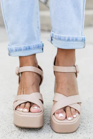 Jenni Nude Criss Cross Heels FINAL SALE