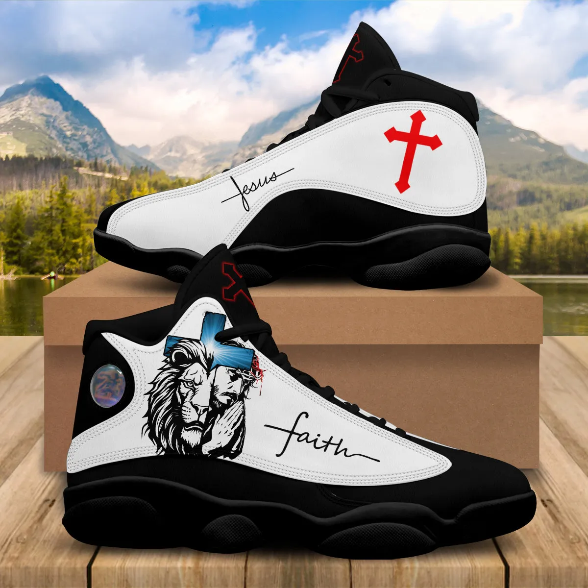 Jesus Lion Of Judah Art Cross J13 Shoes - Jesus Faith Running Shoes - Jesus Shoes