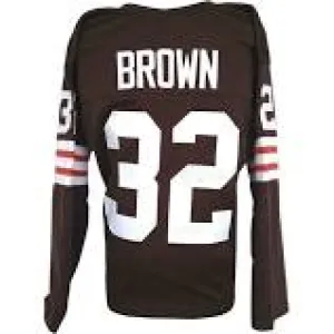 Jim Brown Cleveland Browns Long Sleeve Vintage Style Throwback Football Jersey