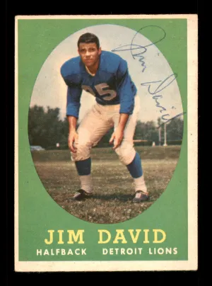 Jim David Autographed 1958 Topps Card #13 Detroit Lions SKU #198180