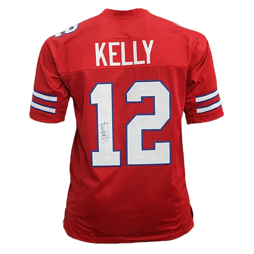 Jim Kelly Autographed pro style Football Jersey Red (Beckett)