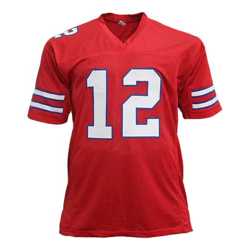 Jim Kelly Autographed pro style Football Jersey Red (Beckett)