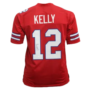 Jim Kelly Autographed pro style Football Jersey Red (Beckett)