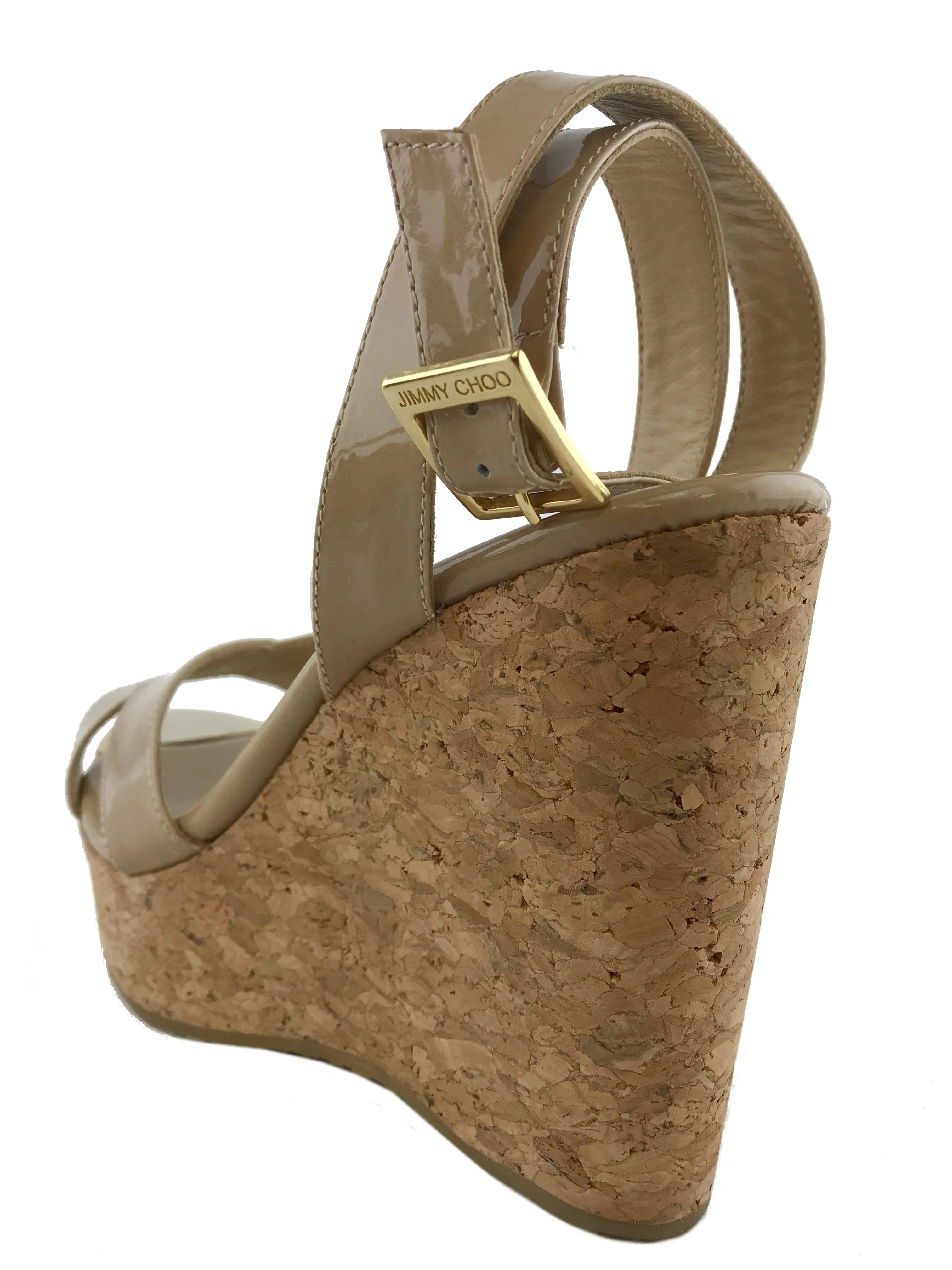 Jimmy Choo Papyrus Patent Cork Wedge Size 6.5