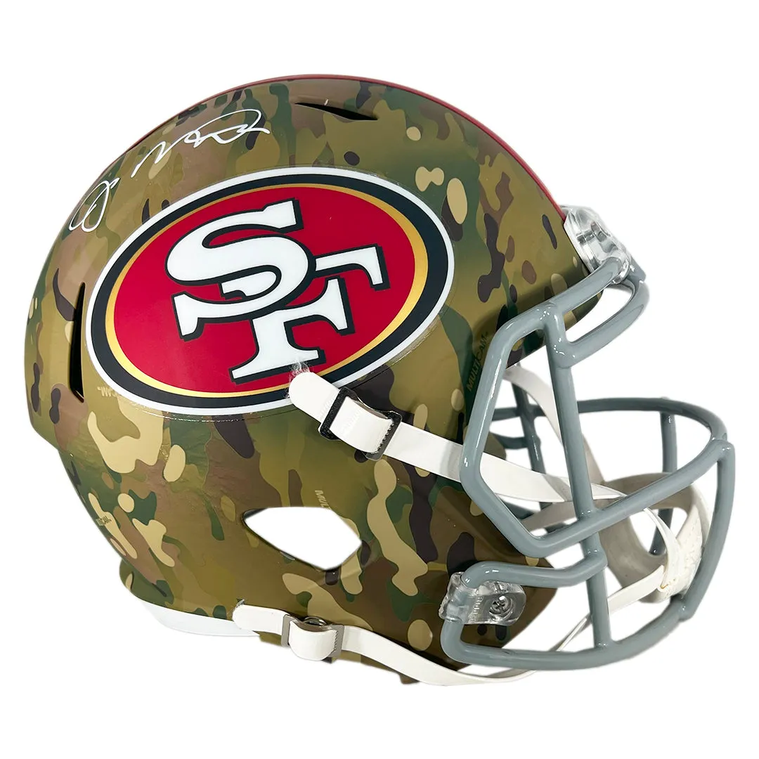 Joe Montana Signed San Francisco 49ers Camo Speed Full-Size Replica Football Helmet (Beckett)