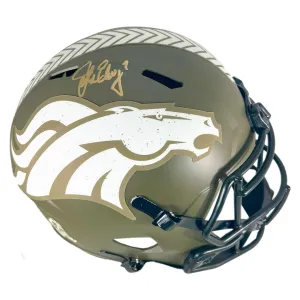 John Elway Signed Denver Broncos Salute to Service Full-Size Replica Football Helmet (Beckett)