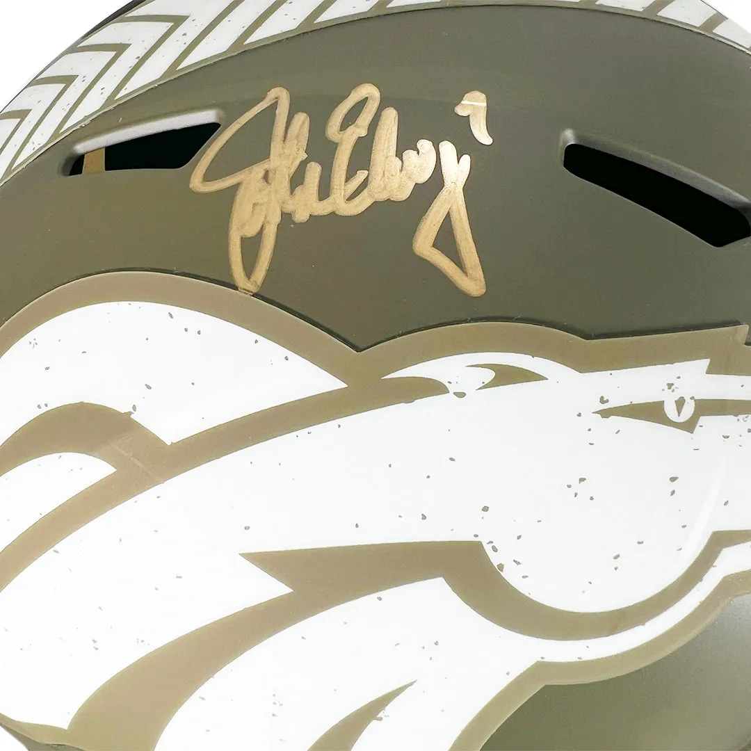 John Elway Signed Denver Broncos Salute to Service Full-Size Replica Football Helmet (Beckett)