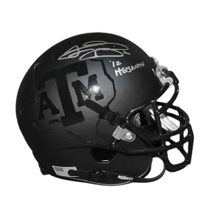 Johnny Manziel Texas A & M Autographed Football Mini Helmet Black Out (JSA) Heisman Inscription Included