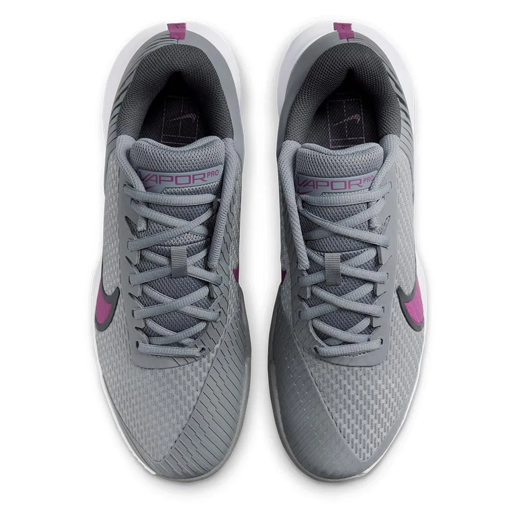 Juniors Air Zoom Vapor Pro 2 Tennis Shoes Smoke Grey and Sangria