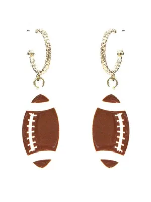 KE8724 Small Dangle Football Hoop Earrings