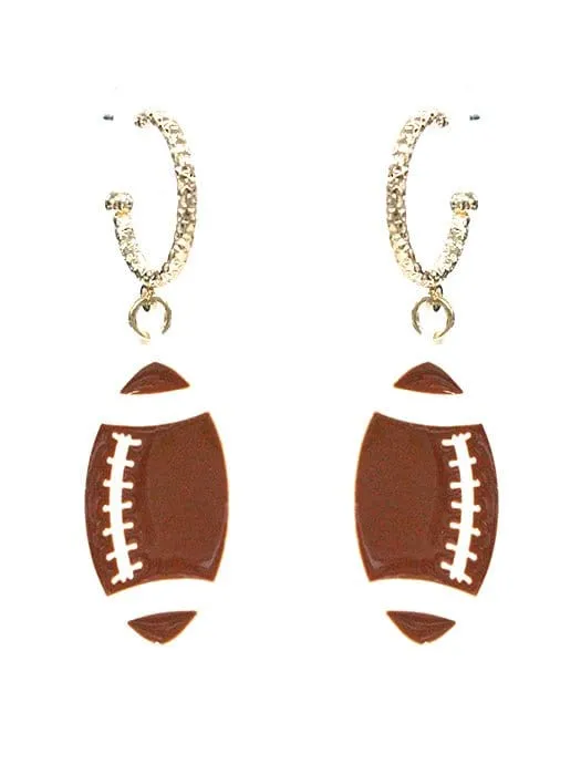 KE8724 Small Dangle Football Hoop Earrings