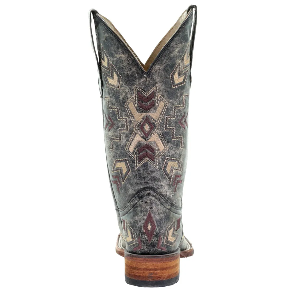 L5253 Embroidery Square Toe Cowboy Boots