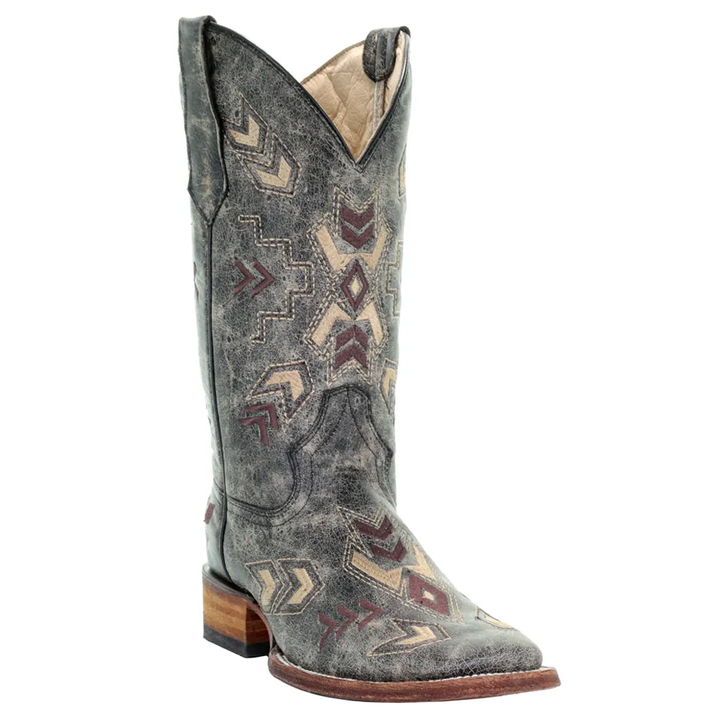 L5253 Embroidery Square Toe Cowboy Boots