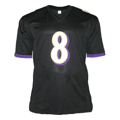 Lamar Jackson Autographed Pro Style Football Jersey Black (JSA)