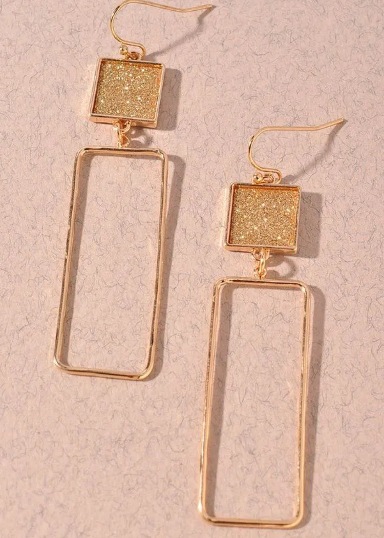 Linz Metallic Square Drops - Gold