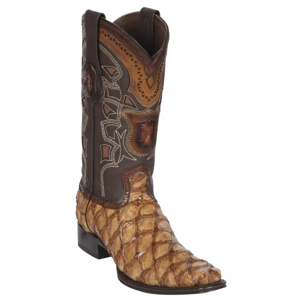 Los Altos Boots Mens #761011 European Square Toe | Genuine Pirarucu Leather Boots | Color Oryx