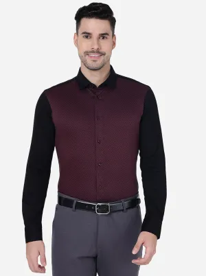 Maroon & Black Solid Slim Fit Party Wear Shirt | JB Studio