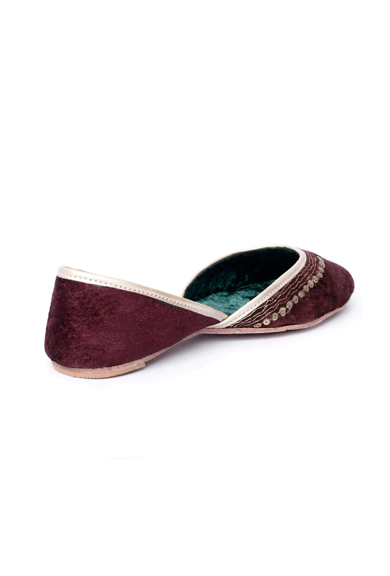 Maroon Contrast Velvet Jutti