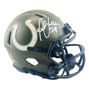 Marshall Faulk Signed Indianapolis Colts Salute to Service Mini Football Helmet (Beckett)