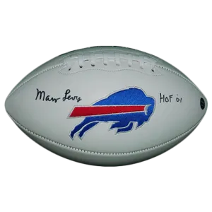 Marv Levy Buffalo Bills Logo Autographed Football (JSA) HOF Inscription