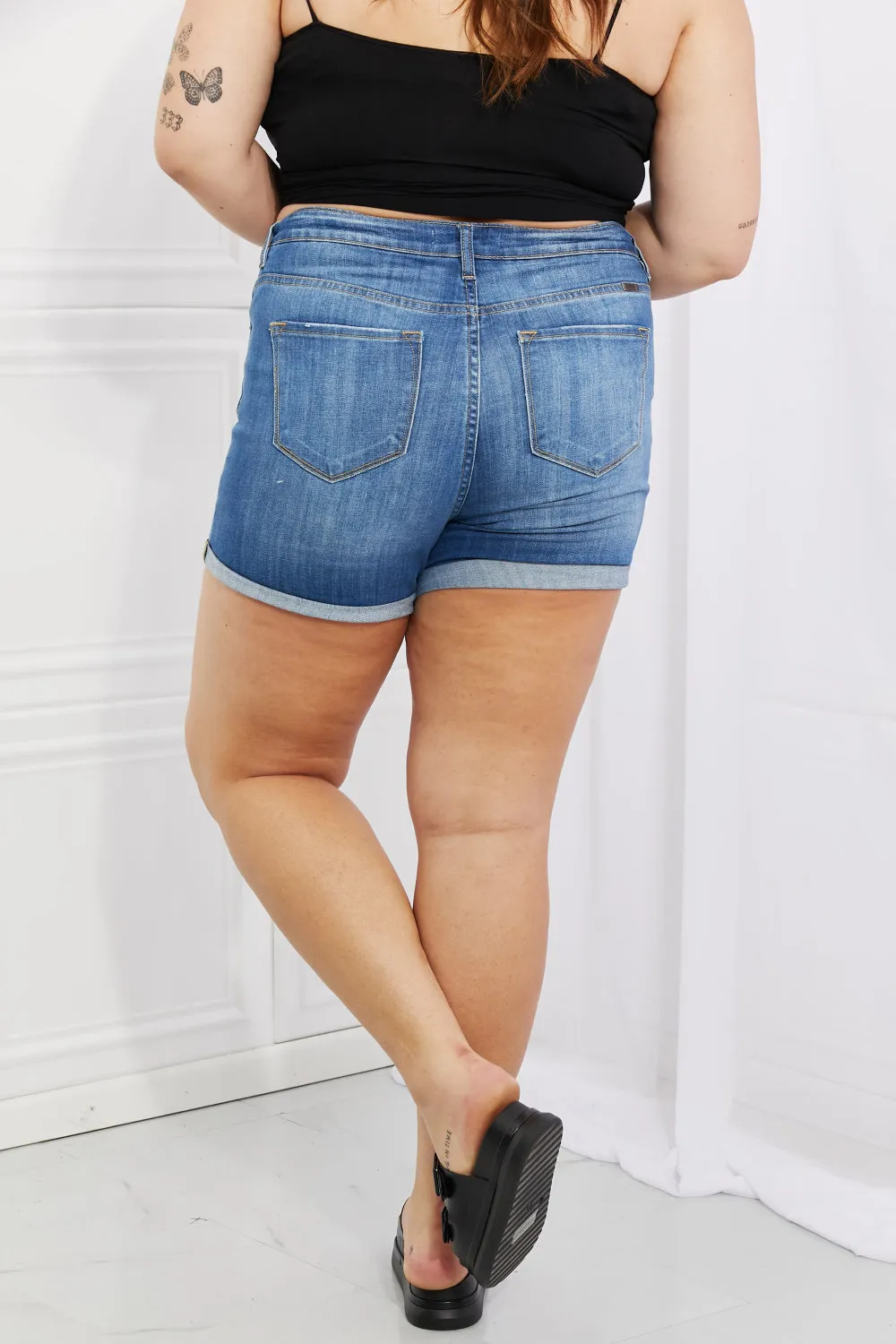 Medium Stone Wash Denim Shorts