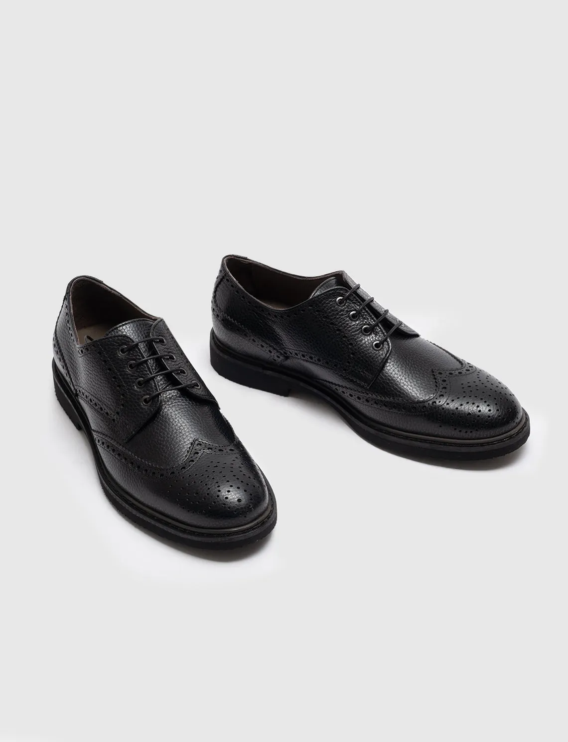 Men Black Genuine Leather Lace Up Casual Shoes