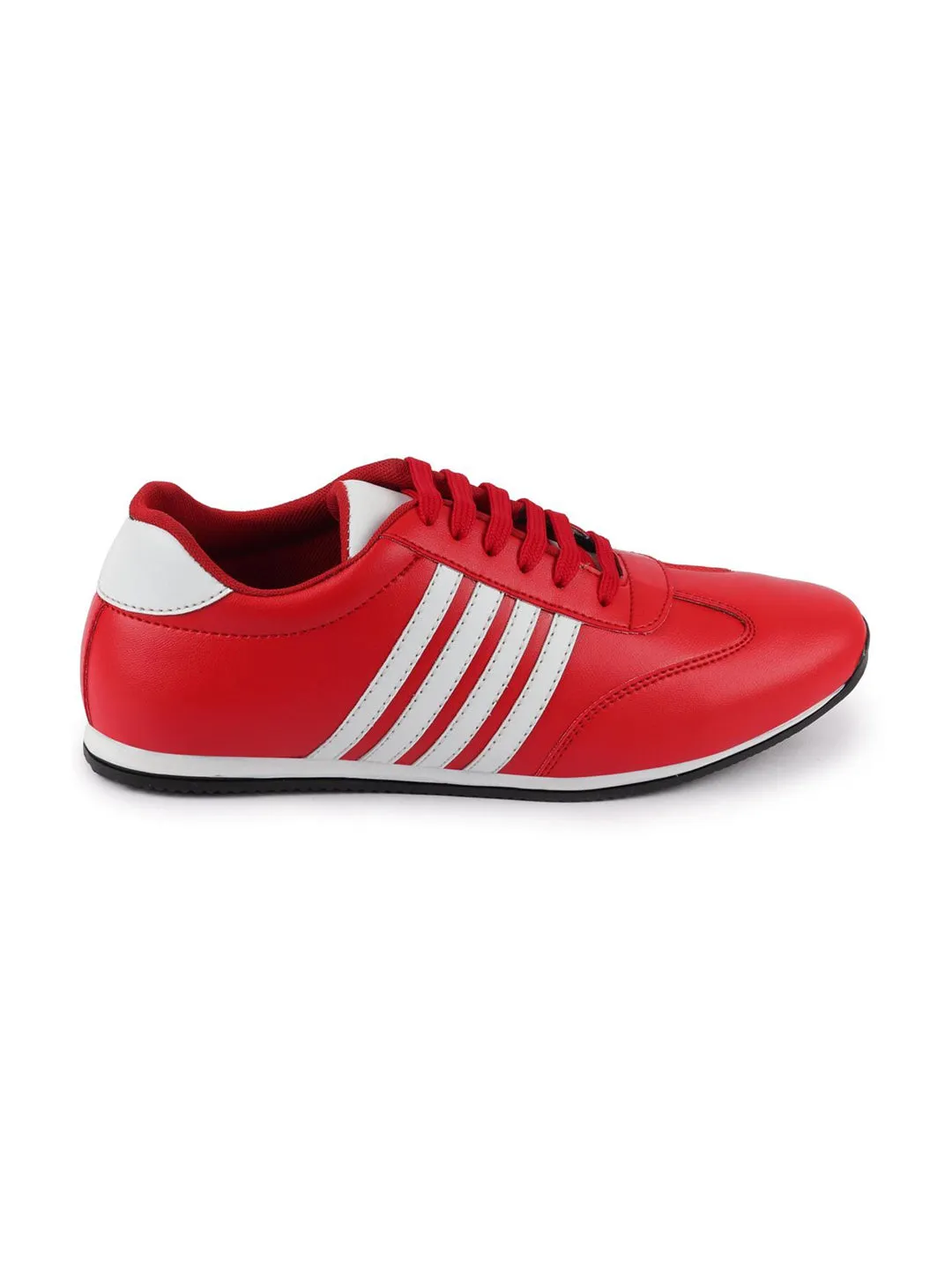 Men Red Classic Lace Up Sneakers