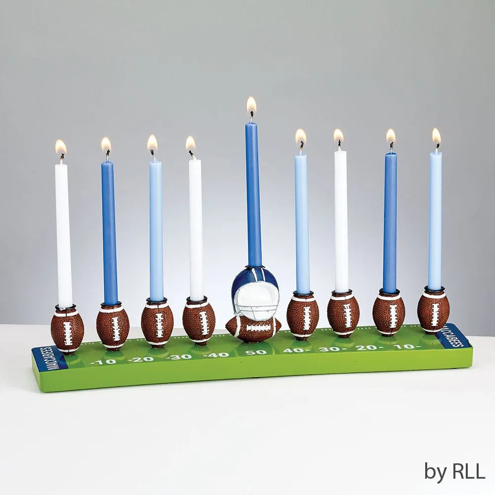 Menorah, "football", Hand-painted Resin, 12"x 2", Color Box